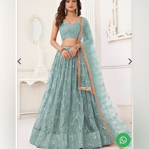 Elegant Teal Embroidered Lehenga Choli